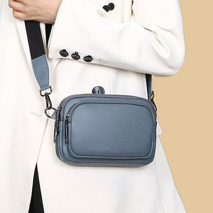 Bolso Bandolera Minimalista para Mujer, de Microfibra, 7 Pulgadas, Cierre de Cremallera, Correa Única, Azul, Uso Diario, Todas las Temporadas - Product Image 1