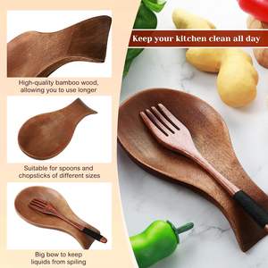 Repose-cuillère pour cuisinière Support en bambou pour spatule Repose-cuillère en bois pour comptoir de cuisine Porte-cuillère pour dessus de cuisinière ou comptoir - Product Image 5