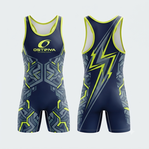 Best Selling Men's Wrestling <b>Singlets</b> 100% Polyester Stretch Light Weight Durable 160g Training <b>Weightlifting</b> Wholesale High - Product Image 2