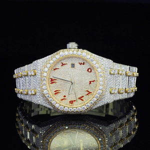 New Moissanite Diamond Hip Hop Watch for Men Full Iced Out VVS Stones Stainless Steel 18K Gold Plated Luxury <b>Wristwatch</b> - Product Image 1