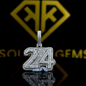 Motif géométrique Luxueux Drop shipping custom made hip hop vvs moissanite diamant glacé pendentif jewelryPlaqué 925 Sterling - Product Image 1