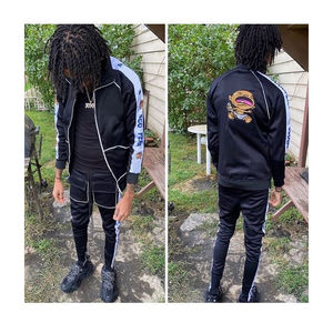 Conjunto de chándal cortavientos de nailon con cremallera y logotipo personalizado de fabricante al por mayor, chaqueta estampada transpirable para personas de talla grande de invierno - Product Image 6