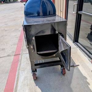 Parrilla de Gas de 5 Quemadores con Diseño Moderno, Comercial, de Acero Inoxidable Azul con Recubrimiento en Polvo, con Chimenea y Carrito - Product Image 4