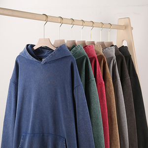 Men's Heavy <b>Weight</b> Acid Wash Hoodie Men's Plain Solid Color <b>Blank</b> Plus Size Winter Wear - Product Image 4