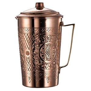Wholesale 100% Pure Copper Eco-Friendly <b>Drinking</b> <b>Jug</b> Handle Hammered Design Customized Logo Saniya Handicraft Home Wedding Use - Product Image 3