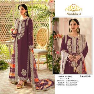 Costume Salwar Kameez en fausse georgette lourde avec séquence de broderie pour occasion spéciale disponible au prix d'exportation - Product Image 3