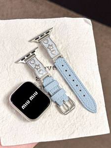 Correa de <span class=keywords><strong>Reloj</strong></span> de Cuero y Metal con Pedrería para <span class=keywords><strong>Apple</strong></span> Watch Series 11 10, Correa de <span class=keywords><strong>Reloj</strong></span> de Lujo con Pedrería para Mujer - Product Image 5