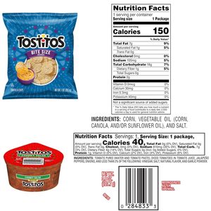 Paquete Variado de Chips Redondos Frito Lay Tostito's Bitesize y Vasitos de Salsa para Mojar, (Paquete de 24), Vegetariano, Azul - Product Image 6