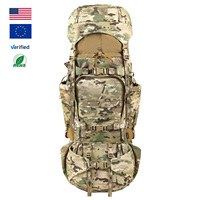 Mochila Táctica PTG de Gran Capacidad (75L) para Senderismo y Camping, Ultraligera, con Marco Interno, Estilo Camuflaje