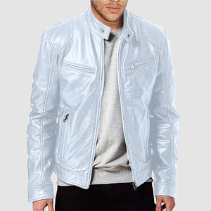 2024 nouvelle veste en cuir décontractée de haute qualité avec broderie décoration personnalisée OEM col haut debout - Product Image 5