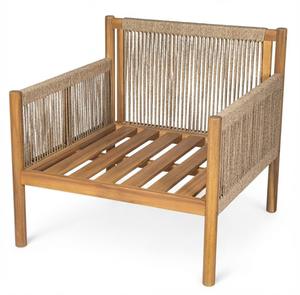 Sofa <b>Recliner</b> Armchair Acacia Solid Wood Woven Rope With Seat Cushion Eco-Friendly Modern Minimalist Design For Outdoor Use - Product Image 1