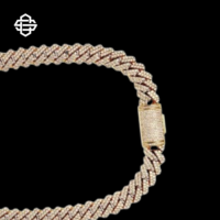 Collar de Cadena Cubana Chapado en Plata de Ley 925 con Diamantes Simulados de Moissanita, Joyería Hip Hop para Raperos, Regalo de Boda para Hombre