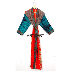 Vestidos de mujer de estilo bohemio Casual Sexy elegante frente abierto playa seda elegante Boho largo Kimono ropa de noche Kimono de seda - Product Image 2