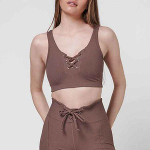 Soutiens-gorge de sport personnalisés pour femmes, tissu côtelé de haute qualité, nouveauté, vêtements de sport sans couture pour le yoga et la course, grande taille, avec service OEM - Product Image 6