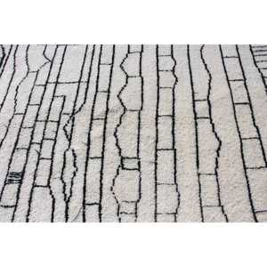 Tapis vintage 5,2x8,4 pieds, tapis turc en laine marocaine blanc et noir - Product Image 4