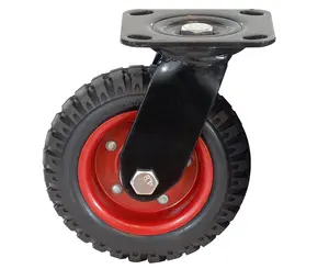 Huarui Black Shock Reduction Swivel High Quality Heavy Industrial Aes Steel Elastic Rubber Wheel