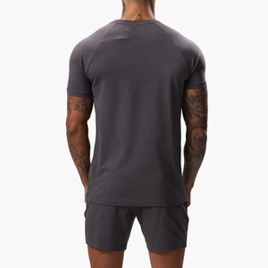 Ropa de gimnasio personalizada para hombre, Camiseta básica sólida, camisetas deportivas elásticas para músculos, cuello redondo, Camiseta ajustada de manga corta - Product Image 3