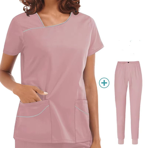 Conjunto de Uniformes Médicos Unisex para Mujer, Tela Tejida, Manga Corta, Tallas Grandes, Blusa y Pantalones Elásticos, Uniformes de Hospital - Product Image 4