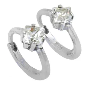 Stainless Steel Princess Cut Cubic Zirconia <b>Toe</b> <b>Rings</b> Prong Setting Classic Style Unisex Daily Wear Jewelry - Product Image 3