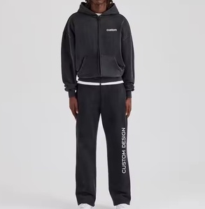 ชุดวอร์มผ้าฟลีซผ้าฝ้ายแบบมีฮู้ดสำหรับผู้ชายชุดครอปแบบมีซิปมีฮู้ดสำหรับผู้ชายโลโก้ออกแบบได้ตามต้องการ - Product Image 3