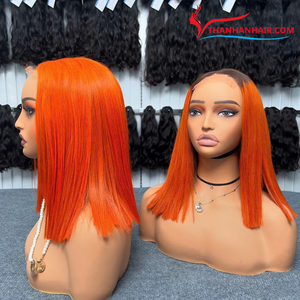 Perruque de cheveux humains bruts vietnamiens os droit bob perruques fermeture à lacet et perruque avant couleur personnalisée - Product Image 5