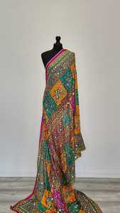 ผ้าคลุมไหล่พิมพ์ลายสำหรับผู้หญิงสุดหรูขายดีผ้าคลุมไหล่ดีไซน์ใหม่ผ้าคลุมไหล่ปักลวดลายและกระจกสำหรับงานแต่งงานและงานปาร์ตี้ของผู้ใหญ่ - Product Image 3