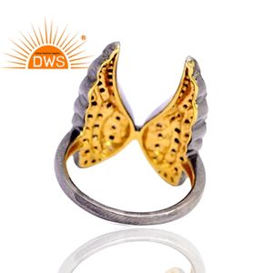 Best Selling <b>Sterling</b> <b>Silver</b> 18K Gold Plated Natural Diamond & Black Diamond <b>Set</b> Butterfly <b>Ring</b> Demi Fine Jewelry for Women - Product Image 3
