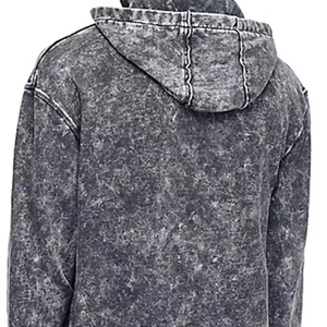 Vente en gros, faible MOQ, sweat à capuche d'hiver pour homme, délavé à l'acide, brodé, zippé, en molleton 100% coton biologique, service OEM, personnalisable, haute qualité - Product Image 2