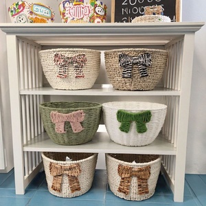 Panier de rangement en paille tressée écologique, paniers de rangement en paille personnalisés OEM ODM pour l'organisation du placard, accessoires de salle de bain, décoration intérieure - Product Image 6