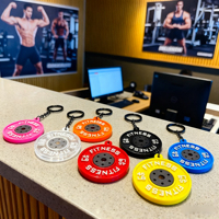 Porte-clés 3D Mini Fitness en Caoutchouc pour Équipement de Sport : Disque de Poids, Haltère, Barre de Musculation, Kettlebell
