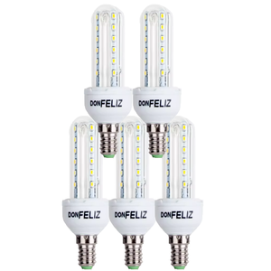 Bombilla LED DON FELIZ T3 con Forma de Maíz, Bajo Consumo, Luz Fría/Blanca 6500K, Cristal Fino, Base E14, 15W - Product Image 1