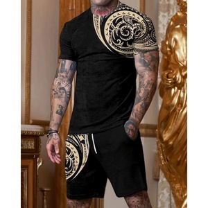 Nouveaux ensembles de shorts décontractés pour hommes à manches courtes t-shirt short ensemble de survêtement solide vêtements de marque pour hommes ensembles de 2 pièces - Product Image 3