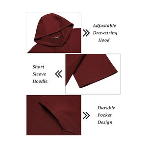 2025 nuevo chándal atlético de alta calidad transpirable de secado rápido rojo vino manga corta Casual deportes Sudadera con capucha pantalones cortos activos - Product Image 5