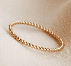 Anillo minimalista de Plata de Ley 925 para boda/Fiesta, banda trenzada, aniversario lleno de oro/regalo de cumpleaños para mujer, plata fina - Product Image 1