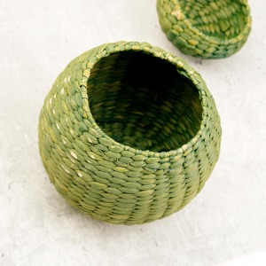 Green Small Macrame <b>Basket</b> <b>For</b> Daily Essentials Vanity Use Jewelry Earrings <b>Storage</b> And Decorative Organizer From India - Product Image 3