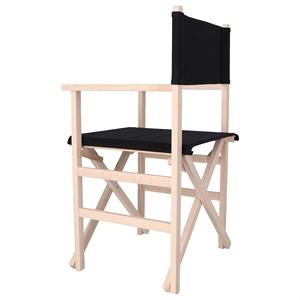 WELL HOME Chaise de directeur en bois de hêtre avec finition non vernie et toile noire 51x46x86 cm - Product Image 4
