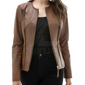 Chaquetas de Cuero para Mujer, Invierno, Cuello Alto, Tejidas, Transpirables, Ecológicas, Logotipo Personalizado, Alta Calidad, LUXURY IMPEX, Venta al por Mayor 2025 - Product Image 1