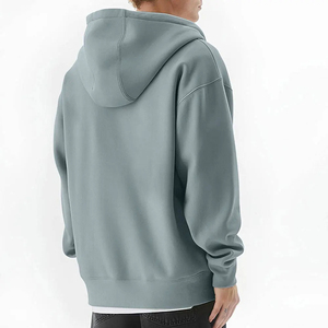 Sudadera con Capucha Extra Grande para Hombre, con Cierre, de Felpa de Algodón, Informal, Otoñal, de Color Sólido, con Bolsillos, Corte Regular - Product Image 3