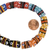Assortiment de perles africaines faites à la main en verre Krobo Evil Eyes Medley pour la fabrication de bijoux en gros et les fournitures d'artisanat