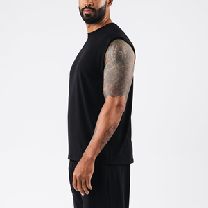 Camiseta sin mangas de gran tamaño de último diseño, servicio OEM, fabricante alto, para hombre, alta elasticidad, transpirable, lavado, secado rápido, 100% algodón - Product Image 5