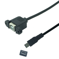 0.5M tipe B Female ke Micro USB Mini tipe-c Male kabel ekstensi Panel Mount sekrup untuk Printer kabel Data
