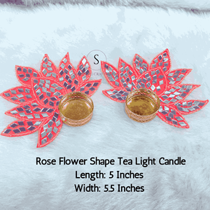 ที่ใส่เทียนทีไลท์ทรงดอกกุหลาบสีสันสดใสพร้อมที่จับกระจกสำหรับตกแต่งคริสต์มาส - Product Image 4