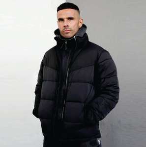 Vestes matelassées pour hommes en couleur noire unie très vendues, tissu 100% polyester, rembourrage en coton, veste à bulles surdimensionnée pour l'hiver - Product Image 4