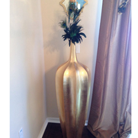 Vases élégants en fibre de verre dorés de luxe pour centre de table de mariage, pots de fleurs géants pour l'intérieur de la maison