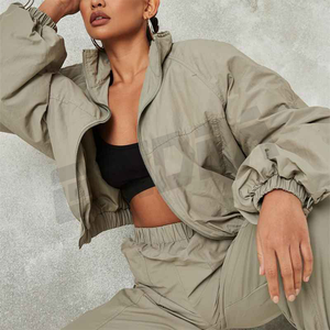 Nuevo Ondra Woven Airy Ligero Loose Fit Media cremallera Cuello Crop Pullover Mangas ajustables Gimnasio Entrenamiento Correr Chándal Top - Product Image 5