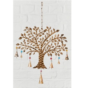 กระดิ่งลมรูปหัวใจและนกกระดิ่งโลหะแขวนระฆังลูกปัดสีทองตกแต่งบ้านห้องนั่งเล่นสวน - Product Image 3