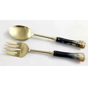 Premium Quality Stainless Steel Cutlery Cement Handle <b>Salad</b> Server <b>Spoon</b> Fork Serving Tool Tableware Kitchenware - Product Image 6