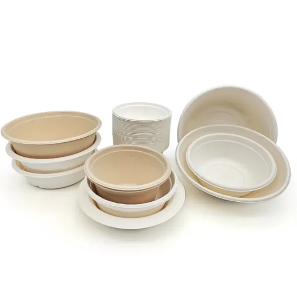 Customized Biodegradable Takeaway Bowl Various Size Disposable Bagasse Pulp 800ml Salad Food Bowl
