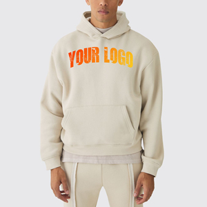 เสื้อฮู้ดลำลองสำหรับฤดูหนาวแบบใหม่สำหรับผู้ชาย ปักโลโก้แบบพัฟฟ์ตามสั่ง ระบายอากาศได้ดี ทรงโอเวอร์ไซส์ ผ้าฝ้าย 100% ย้อมสีพื้น - Product Image 4