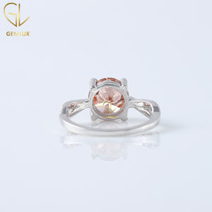 Vente chaude 14K Or Blanc 1.5CT Coupe Ronde Lab Cultivé Morganite Rose Couleur Twisted Solitaire Avec Accent Bague de Fiançailles - Product Image 4